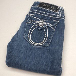L.A. Idol Blue Cropped Jeans with White Accents